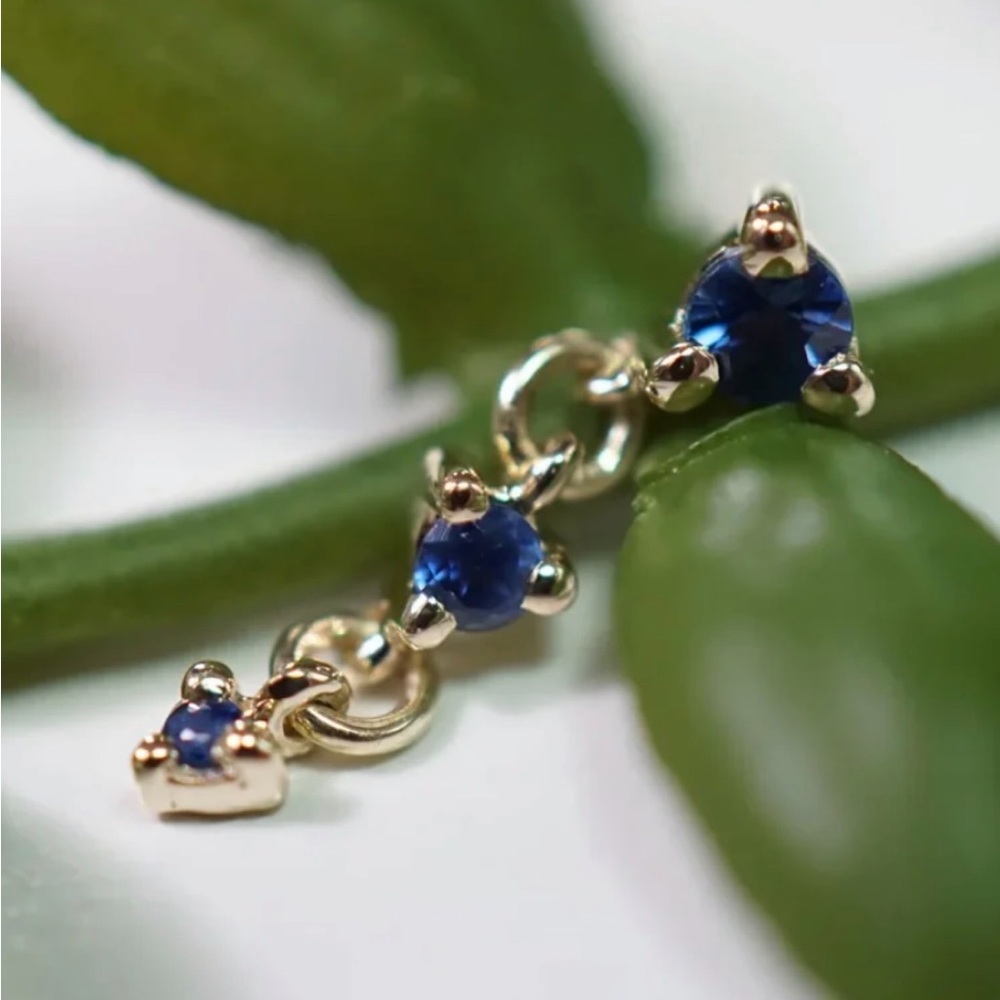 Modern Mood Cascade 3 yellow gold blue sapphire press fit piercing jewelry